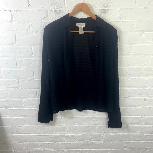 Great Jones Women's Front Button Blouse Top Long Sleeve Black Size Black Size 8P - Picture 1 of 4